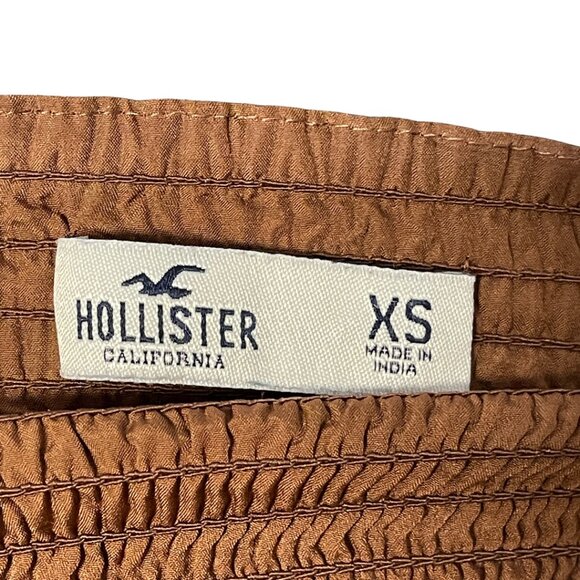 Hollister Cottage Crop Top XS Brown Cotton Eyelet Embroidered Boho Babydoll - Picture 5 of 9